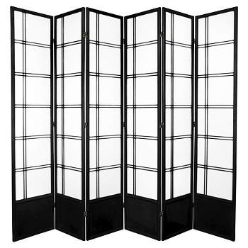 7 ft. Tall Double Cross Shoji Screen - Black (6 Panels)