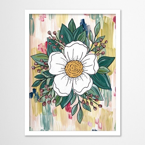 Americanflat Botanical Farmhouse 24x36 White Framed Print - Bright Flower Wall  Art Room Decor By Elyse Burns : Target