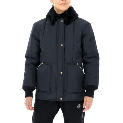 RefrigiWear Women's Insulated Iron-Tuff Polar Jacket with Soft Fleece  Collar (Navy, 2XL)