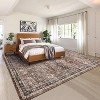 9x12 Rust Large Washable Area Rug, Vintage Oriental Floral Carpet, Ultra-Thin Soft Low Pile Non-Slip Non-Shedding Floor Cover for Bedroom, Office - 2 of 4