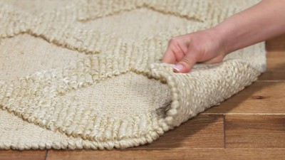 Ivory Flat Woven Cotton and Synthetic 5' x 8' Area Rug