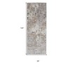 HomeRoots 12' Tan Ivory And Blue Geometric Power Loom Distressed Runner Rug - 3 of 4