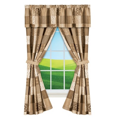 Collections Etc 5-Piece Classic Country Patchwork Curtain Set