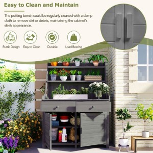 Garden Potting Bench-Rustic Design with Multiple Drawers & Shelves for Storage - 1 of 3