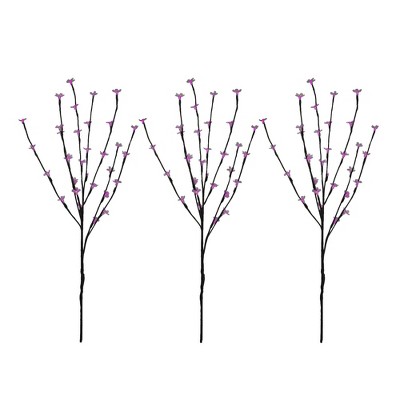 Northlight Set of 3 Pre-Lit Cherry Blossom Artificial Tree Branches 2.5' - Pink LED Lights