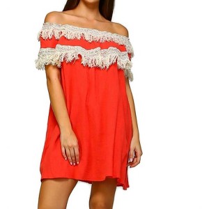 Women's Off the Shoulder Fringe Dress - Velzera - 1 of 4