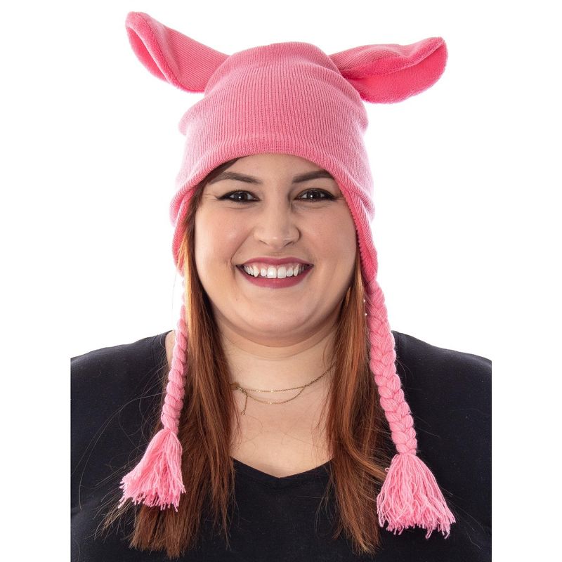 A Christmas Story Adult Deranged Easter Bunny Costume Laplander Beanie Cap Hat Pink, 5 of 7