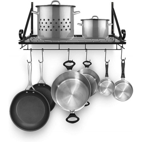 ACEHOOM 25 in. Black Wall Mounted Kitchen Pot Rack with 10-Hooks AC-CFJ -  The Home Depot