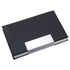 Unique Bargains Metal Business Cards/magnet card/ID Holder Coated Leather - Black - 1 of 4