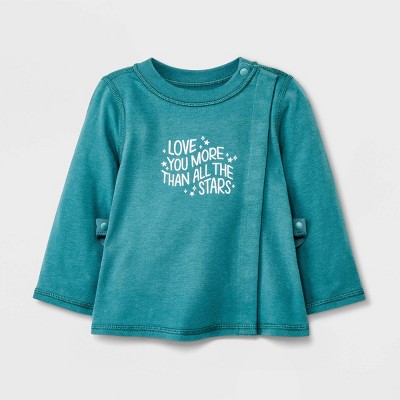Baby Girls' 'Love You More' Adaptive Long Sleeve Snap T-Shirt - Cat & Jack™ Green