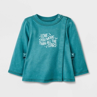 Image of Baby Adaptive 'Love You More' Long Sleeve Snap T-Shirt - Cat & Jack™ Green 3-6M