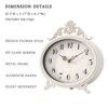 Aoibox Vintage Table Clock on Stand, French Rustic Style Mantel Clock, Metal Frame Antique White Finish, Farmhouse, Bedroom, Living Room Decor - 2 of 4