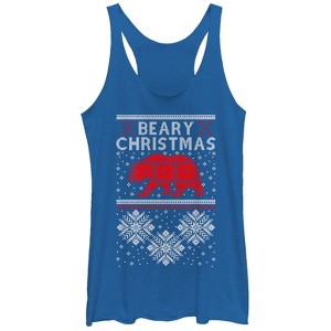 Women's Lost Gods Beary Christmas Racerback Tank Top - 1 of 3