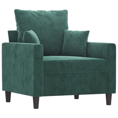 vidaXL Velvet Sofa Chair in Dark Green - Modern Design with Metal Frame, Thickly Padded Seat, Armrests