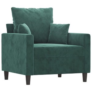 vidaXL Velvet Sofa Chair in Dark Green - Modern Design with Metal Frame, Thickly Padded Seat, Armrests - 1 of 4