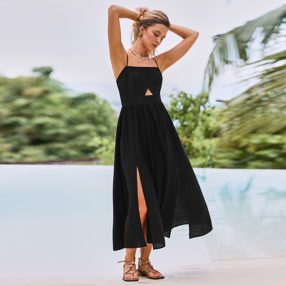 Женские платья Cupshe Women's Maxi Dress with Cutout Detail-L-Black — фото 2