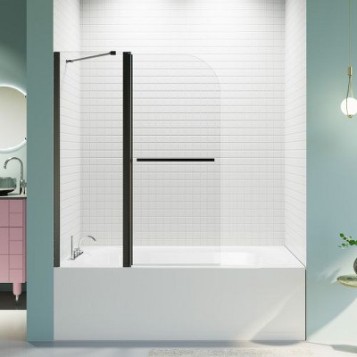 Sleek Frameless Shower Enclosure for Bathtubs, 6mm Thick SGCC Safety Tempered Glass, Pivot-style Tub Shower Door