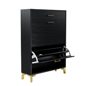 SEVOBAL Shoe Racks Free Standing Shoe Storage Cabinet with Flip Drawers for Entryway Organization Use, Black, 32"*10"*43" - 1 of 4