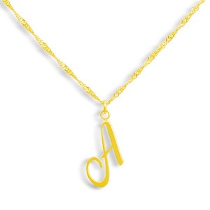 EVRY JEWELS WATERPROOF Gold or Silver Plated Stainless Steel Golden Letter Necklace - 1 of 4