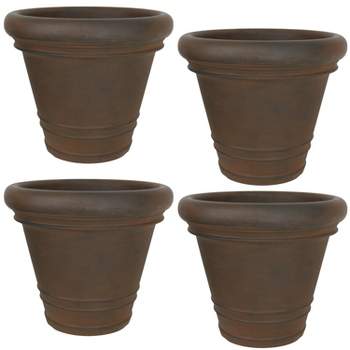 Sunnydaze Crozier Polyresin Outdoor/Indoor Heavy-Duty Double-Walled Fade-Resistant Flower Pot Planter - 16" Diameter - Rust