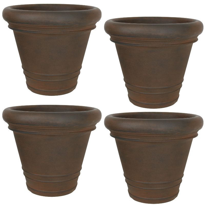 Sunnydaze Crozier Polyresin Outdoor/Indoor Heavy-Duty Double-Walled Fade-Resistant Flower Pot Planter - 16" Diameter - Rust, 1 of 8