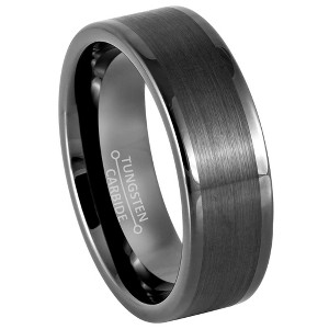 Jewelry Avalanche Mens Gunmetal Tungsten Carbide Wedding Band, Comfort-fit, Pipe Cut, 8mm - 1 of 4