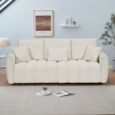 NicBex Couches for Living Room 38.1" Cloud Single Sofa Chair Teddy Fabric Upholstered 1-seat Modern Lounge Chair Sofa with a Pillow