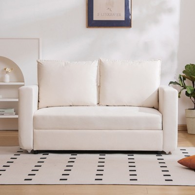 NicBex 62.5" Sofa Bed Loveseat Couch with Pull Out Bed & Adjustable Backrest,Upholstered Sleeper Sofa for Living Room,Bedroom,Office