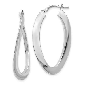 Black Bow Jewelry 2mm Bent Oval Hoop Earrings in 14k White Gold, 38mm (1 1/2 Inch) - 1 of 4