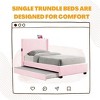 APRILSOUL Pink Twin Upholstered Bed Frame - Trundle, Teddy Fabric,  Headboard Pocket - 2 of 4