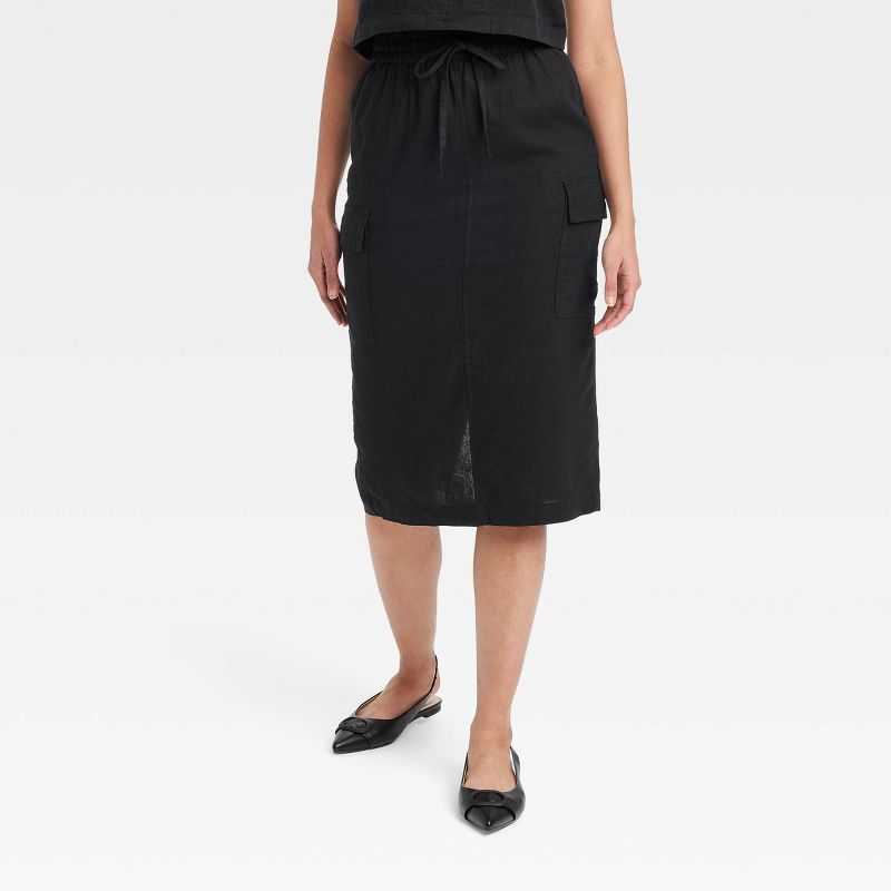 Women's Linen Midi Skirt - A New Day™, 1 of 10