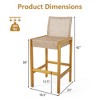 Costway Set of 2 Patio Wood Barstools Rattan Bar Height Chairs with Backrest Porch Balcony - 4 of 4