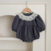 MyKids-USA Lace Collar Grid Pattern Long Sleeve Bodysuit OR Dress For Toddler - 2 of 4