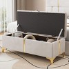 Elegant Upholstered Storage Ottoman Gray Bench with Metal Legs, Storage Bench for Bedroom, Living Room-Maison Boucle - 2 of 4