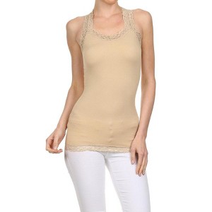 Lace Camisole Tank Top Women Sleeveless V Neck Wide Strap Ribbed