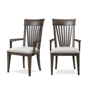 Roundhill Furniture Grant Nailhead Trim Upholstered Armchairs, Beige, Set of 2 - 1 of 4