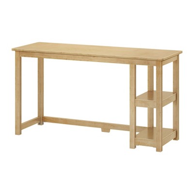 Natural Solid Wood Corner Computer Desk with Shelves