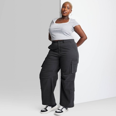 Women's High-Rise Cargo Utility Pants - Wild Fable™ Black XXL