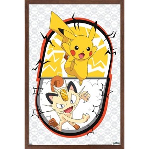 Trends International Pokémon - Pikachu Meowth Battle Framed Wall Poster Prints - 1 of 4