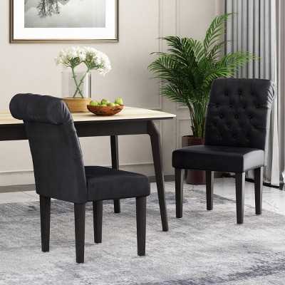 Coolbibila Wooden Tufted Parsons Dining Chairs Set Of 2,Modern Upholstered Armless Dining Chairs,Farmhouse Kitchen Dining Chair