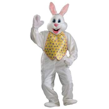 Rubie's White Adult Easter Bunny Mascot with Yellow Vest Costume