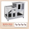 FDW Rabbit Hutch Indoor and Outdoor Rabbit Cage 37 Inch Wide Wooden Hutch House Guinea Pig Cage with Wheels Rolling Large Hutch Cage,Grey - 4 of 4