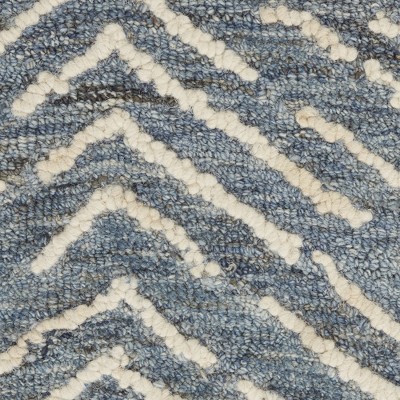 Indigo Ivory Chevron Hand-Tufted Wool 4' x 6' Area Rug