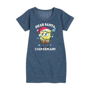Girls' - SpongeBob SquarePants - Dear Santa Graphic Short Sleeve Fleece Dress - 1 of 4