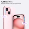 BONGEEK Compatible with iPhone15 Case Slim Liquid Silicone 3 Layers Full Covered Soft Gel Rubber Anti-Scratch Shockproof Protective Cover , Chalk Pink - 4 of 4