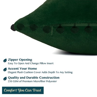 Emerald Green Velvet Pom Pom Euro Pillow Covers Set