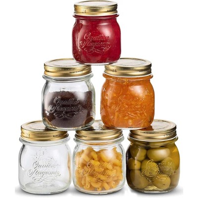 Set of 6 Clear Glass Twist Lock Mason Jars, 6.75 oz