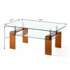 CAVINAS Tempered Glass Coffee Table, Modern Glass Coffee Table for Living Room, 2-Tier Storage Center Coffee Table with Brown Legs - 3 of 4