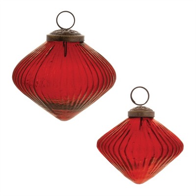 Ribbed Glass Diamond Ornament (Set of 12)