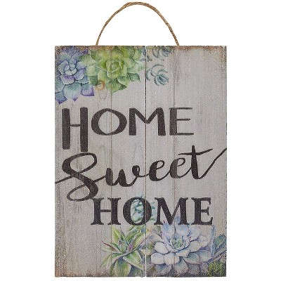 Juvale Home Sweet Home Wall Ornament, Wooden Flower Home Decor Signs, Hallway Front Yard, 8 x 5.9 x 0.9 in